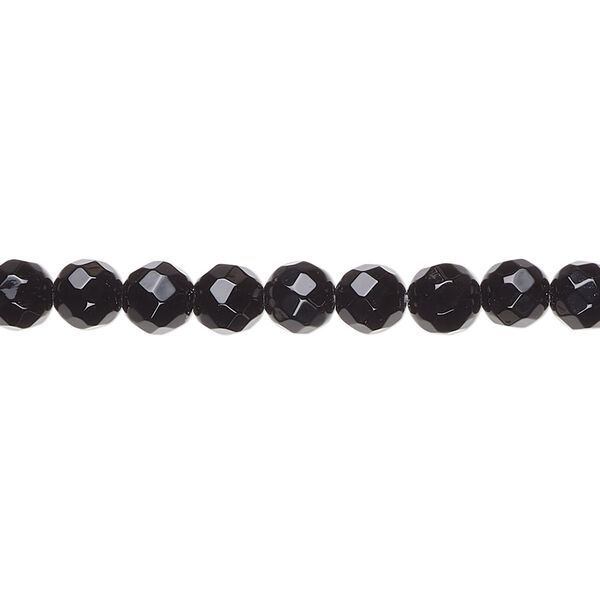 Black onyx 1pkg1, faceted round bead 15.5-16 inch 5mm image number 0
