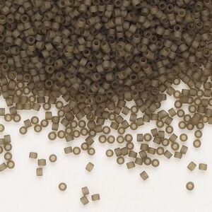Seed bead, Delica&reg;, glass, pkg/7.5g, #11 round, translucent matte glazed luster smoky quartz (DB-0384-1).
