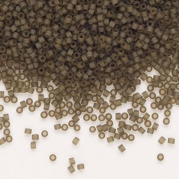 Seed bead, Delica&reg;, glass, pkg/7.5g, #11 round, translucent matte glazed luster smoky quartz (DB-0384-1). image number 0