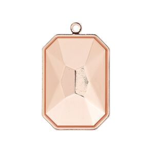 Drop, Almost Instant Jewelry&reg;, copper-plated brass, 29x21mm rectangle with 27x18.5mm emerald-cut setting. Sold per pkg of 2.