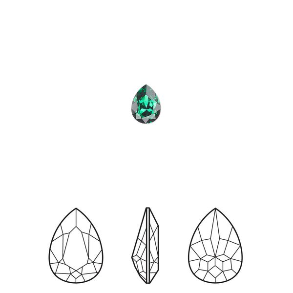 Fancy stone 2pk majestic green foil back, Crystal Passions&reg; 6x4mm pear 4320 image number 0