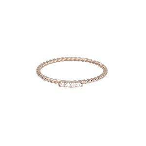 Ring, Create Compliments&reg;, cubic zirconia and rose gold-plated sterling silver, clear, 1.5mm wide twisted, size 9. Sold individually.