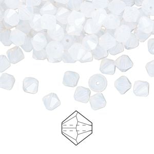 Bead 144pk white opal, Preciosa Czech crystal 5mm bicone