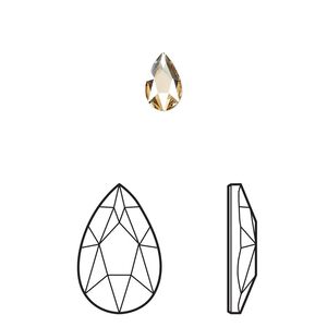Flat back 6pk crystal golden shadow foil back, Crystal Passions&reg; 8x5mm pear 2303