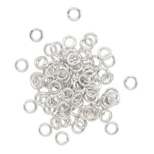 Jump ring 1pkg100 aluminum, 4mm round, 20 gauge / 2.4mm inside diameter / silver