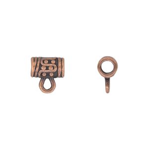 Bead 1pkg20 copper-plated "pewter", 10x6mm tube / 2sided, antique