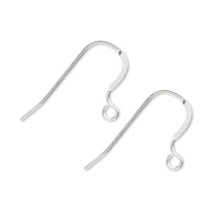 Ear wire fishhook 1pkg10 sterling silver, 17mm flat / open loop, 20 gauge 5 pair