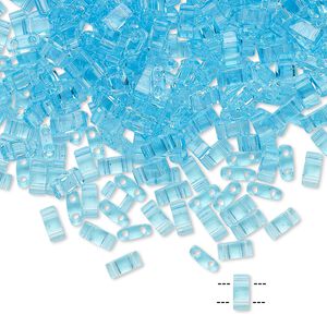 Seed bead, TILA&reg;, glass, pkg/40g, 5x2.3mm half tila rectangle, transparent powder blue, (HTL-148).