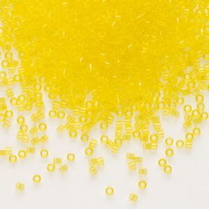 Seed bead, Delica&reg;, glass, pkg/250g, #11 round, transparent outside dyed yellow (DB-1301).