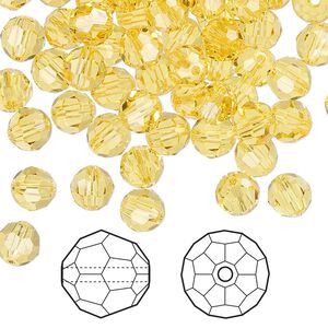 Bead 360pk light topaz, Swarovski&reg; 6mm round 5000