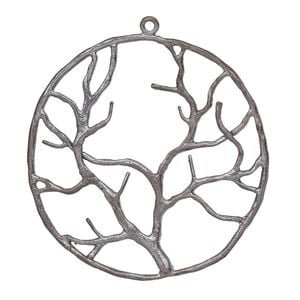 Focal, patinaed copper-plated brass, 38mm single-sided open round tree of life. Sold per pkg of 2.