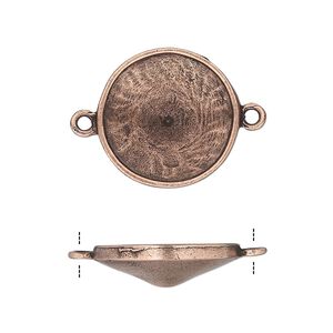 Link, Almost Instant Jewelry&reg;, antique copper-plated pewter (tin-based alloy), 21mm round with 18mm rivoli setting. Sold individually.