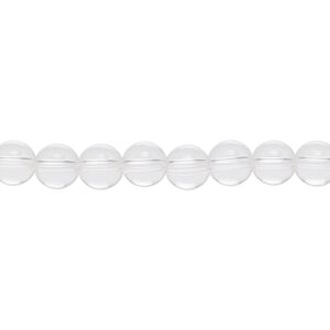 Quartz crystal 1pkg1, round bead natural 15.5-16 inch 6mm
