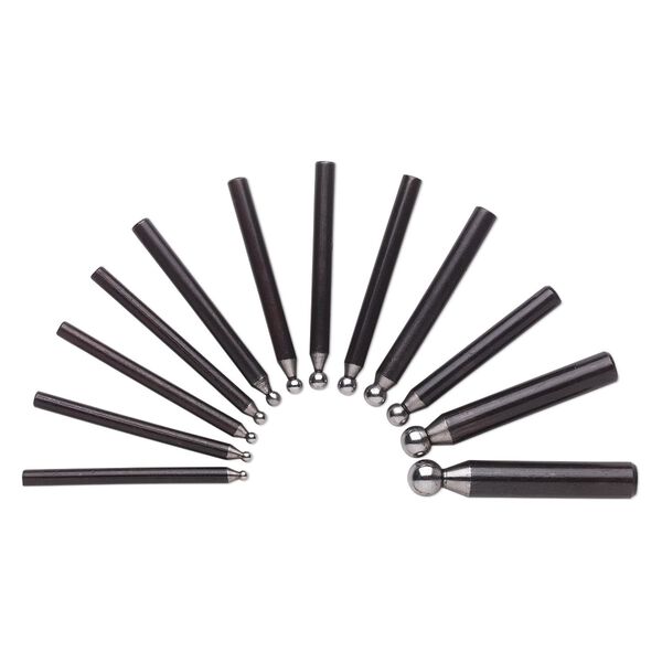 Dapping punch set 1pkg12, steel, black, 2.3-11.6mm. image number 0