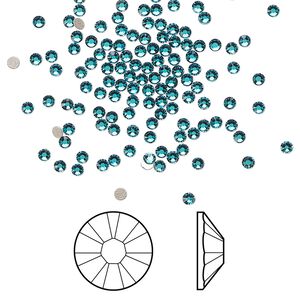 Flat back 1440pk blue zircon foil back, Swarovski&reg; 1.7-1.9mm rose round SS5 2058