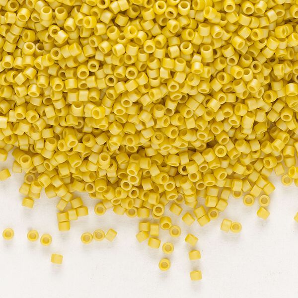 Seed bead, Delica&reg;, glass, pkg/7.5g, #11 round, opaque matte rainbow citron (DB-2302). image number 0