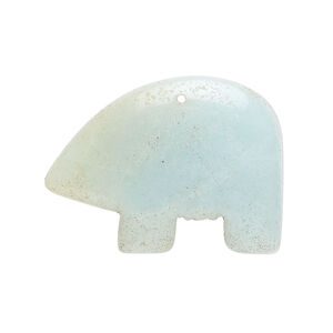 Amazonite 1pkg1, top-drilled or half-drilled Zuni-style bear focal natural, 28x20mm-33x25mm