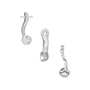 Drop, Almost Instant Jewelry&reg;, silver-plated "pewter" (zinc-based alloy), 16x5mm single-sided curved with PP24 setting. Sold individually.