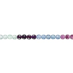 Multi-fluorite 1pkg1, faceted round bead natural A- grade, 15.5-16 inch 8mm