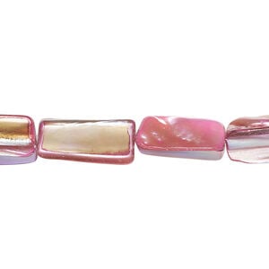 Mother-of-pearl shell 1pkg1, stick bead 14 inch silver / pink 14x6mm-16x9mm