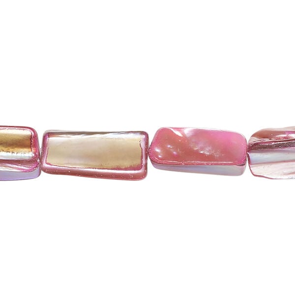 Mother-of-pearl shell 1pkg1, stick bead 14 inch silver / pink 14x6mm-16x9mm image number 0