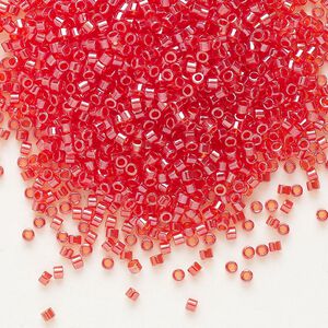 Seed bead, Delica&reg;, glass, pkg/50g, #11 round, translucent luster light siam (DB-0098).