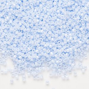 Seed bead, Delica&reg;, glass, pkg/7.5g, #11 round, opaque glazed luster light sky blue (DB-1537-1).