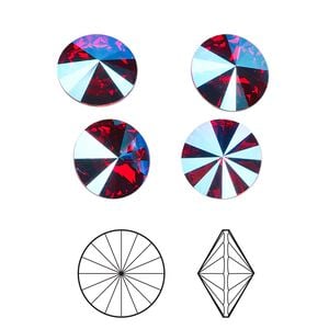 Chaton 4pk scarlet glacier blue foil back, Crystal Passions&reg; 10.54-10.91mm rivoli SS47 1122