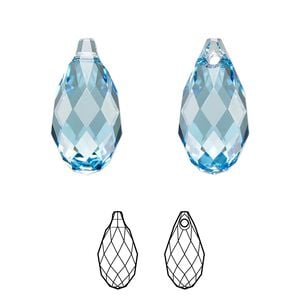 Briolette 1pk aquamarine, Crystal Passions&reg; 17x8.5mm pendant drop 6010