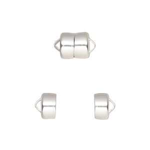 Clasp magnetic 1pkg6 sterling silver, 8.6x7.7mm barrel, Mag-Lok&reg; 1-strand