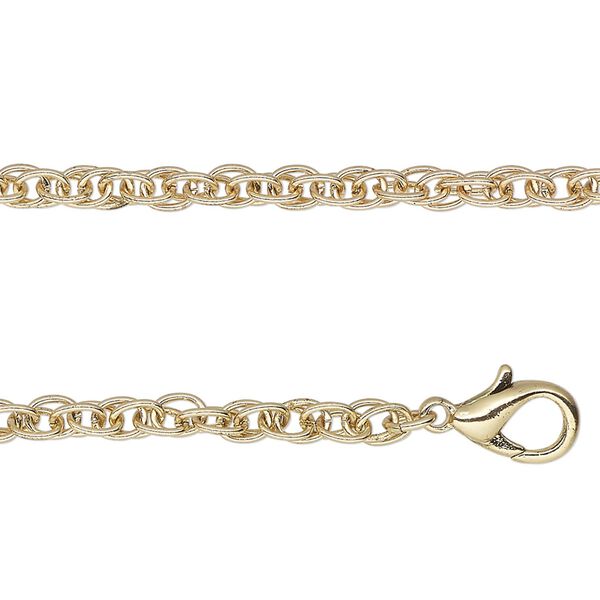 Chain 1pkg1 rope, 3.4mm triple / lobster claw clasp, gold-finished steel 24 inch image number 0