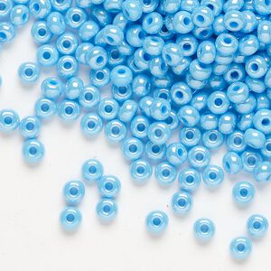 Seed bead, Preciosa Ornela, glass, opaque luster turquoise, #6 rocaille. Sold per 50-gram pkg.