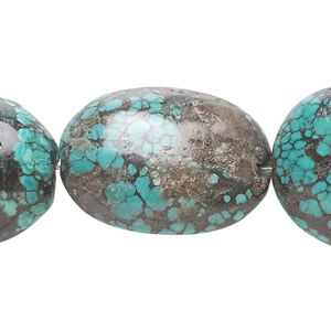 Turquoise 1pkg1, puffed oval bead 15 inch graduated 23x20mm-40x30mm