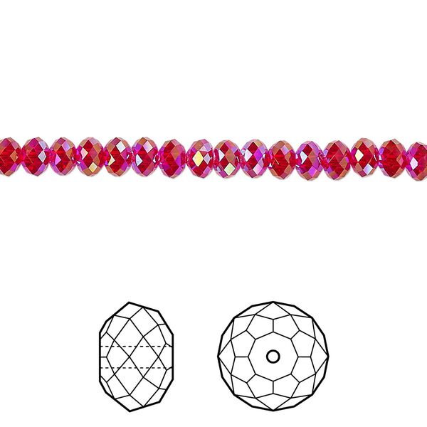 Bead 720pk light Siam shimmer 2X, Swarovski&reg; 4x3mm rondelle 5040 image number 0