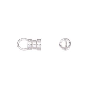Crimp end 1pkg10 silver-plated, 7x6mm tube / loop / 3.7mm inside diameter, brass