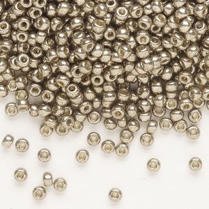 Seed bead, Miyuki, glass, pkg/250g, #8 rocaille, Duracoat&reg; opaque galvanized pewter, (RR-4222).