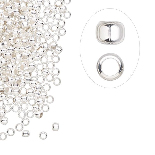 Crimp 1pkg1000 silver-finished, 2.5mm round / 1.5mm inside diameter, brass image number 0