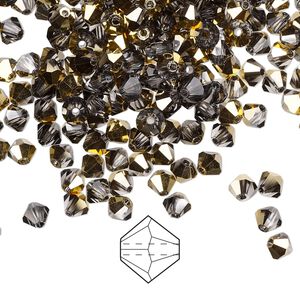 Bead 48pk crystal aurum, Preciosa Czech crystal 4mm bicone