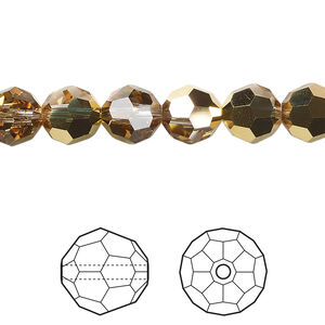 Bead 1pkg12 crystal aurum, Crystal Passions&reg; 8mm round 5000