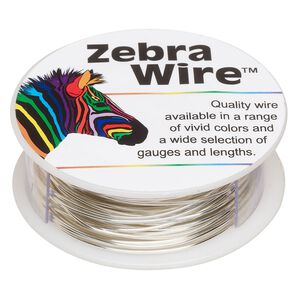 Wire, Zebra Wire&trade;, silver-plated copper, round, 20 gauge. Sold per 15-yard spool.