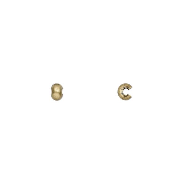 Crimp cover 1pkg500, antique gold-plated brass, 2mm round. image number 0