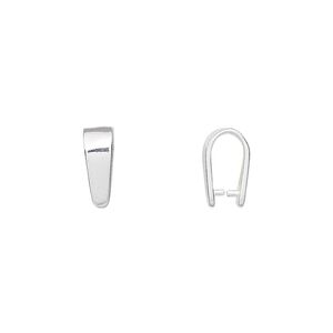 Bail, ice-pick, sterling silver, 11x4mm with 7mm grip length. Sold per pkg of 2.