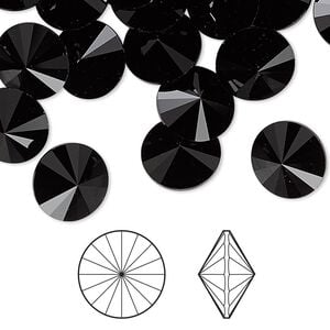 Chaton 48pk jet, Crystal Passions&reg; 10.54-10.91mm rivoli SS47 1122