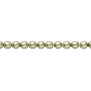 Pearl 100pk light green, Crystal Passions&reg; 4mm round 5810
