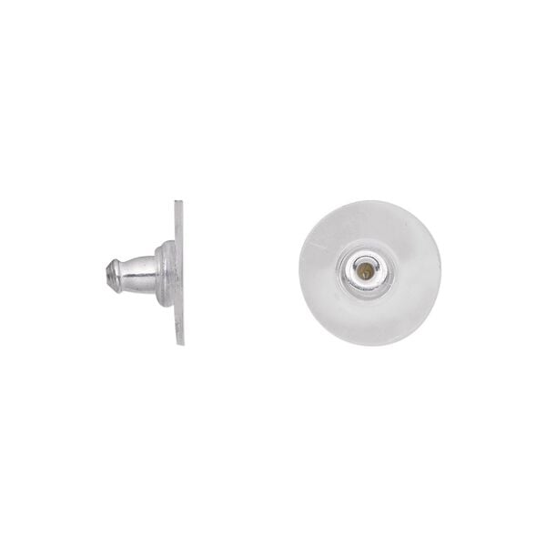 Earnut 1pkg100 imitation rhodium-plated, 12x7mm, comfort clutch, aluminum / plastic 50 pair image number 0