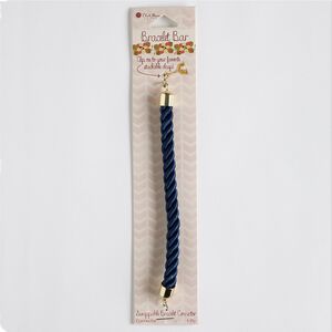 Bracelet component, nylon with gold-finished steel and "pewter" (zinc-based alloy), blue, 8mm twisted rope, 5-1/2 inches. Sold individually.