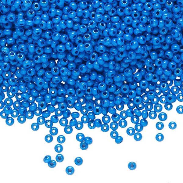 Seed bead, Preciosa Ornela Czech glass, pkg/500g, #11 rocaille, opaque terra intensive dyed blue chalkwhite, (16A38). image number 0