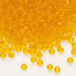 Seed bead, Dyna-Mites&trade;, glass, transparent orange, #6 round. Sold per 40-gram pkg.