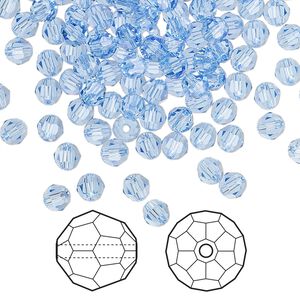Bead 144pk light sapphire, Crystal Passions&reg; 4mm round 5000