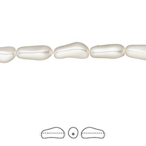 Pearl 250pk white, Swarovski&reg; 10x4mm baroque elongated 5844